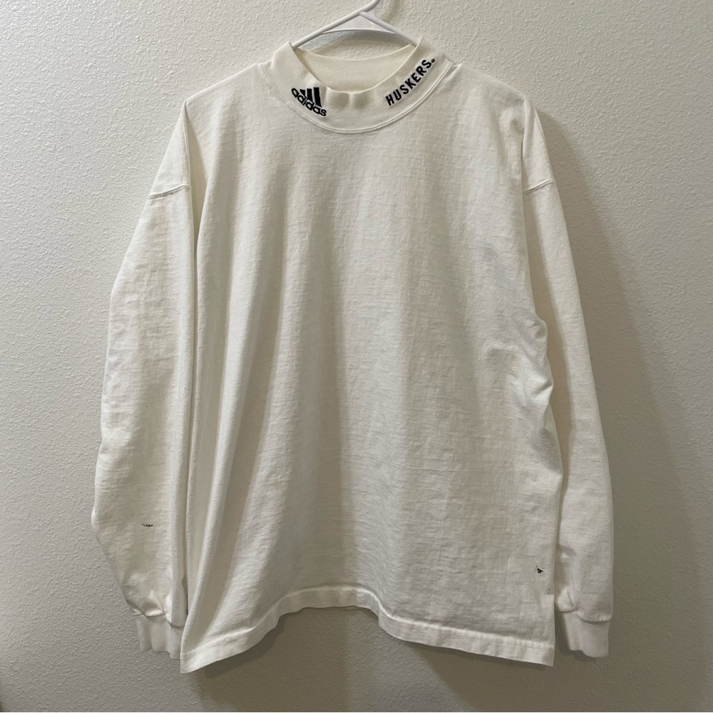 Adidas huskers long sleeve shirt white large